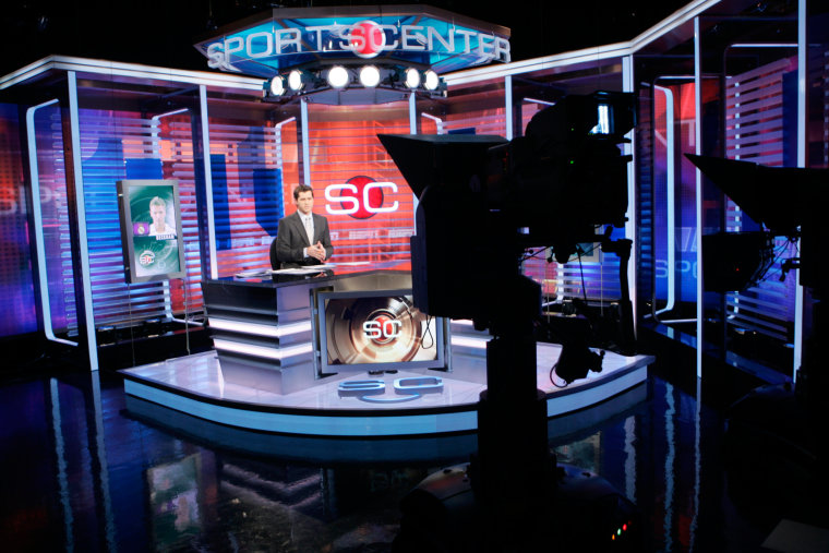 Ryan Phelan rehearses on ESPN's SportsCenter