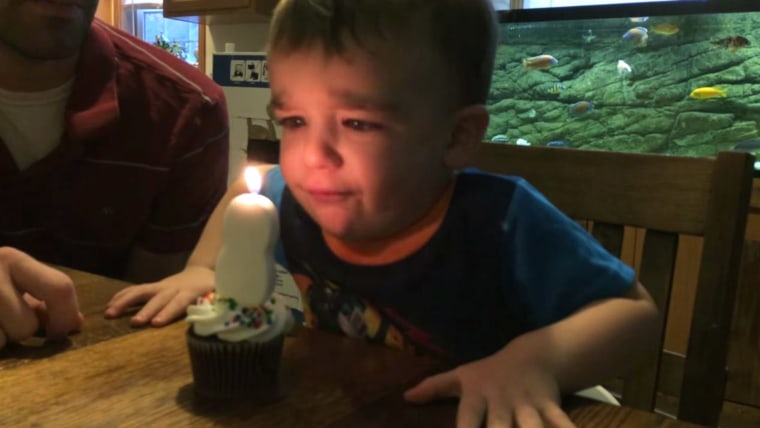 Boy fails to blow out birthday candles