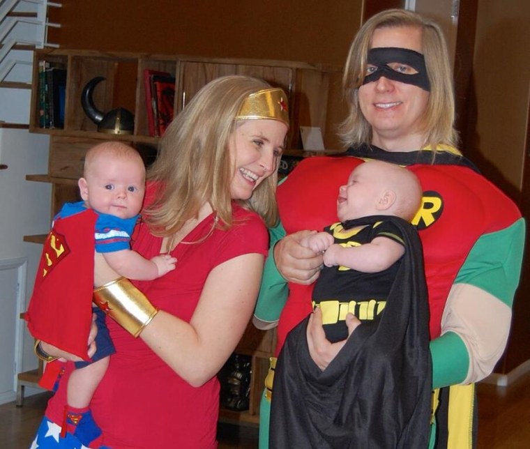 Superbaby and Batbaby (with mom and dad)