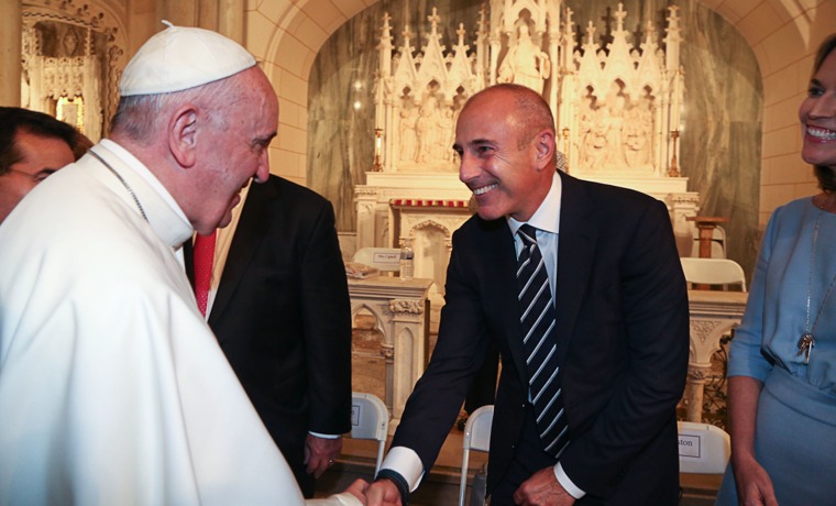 Pope Francis, Matt Lauer and Savannah Guthrie