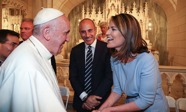 Pope Francis, Matt Lauer and Savannah Guthrie