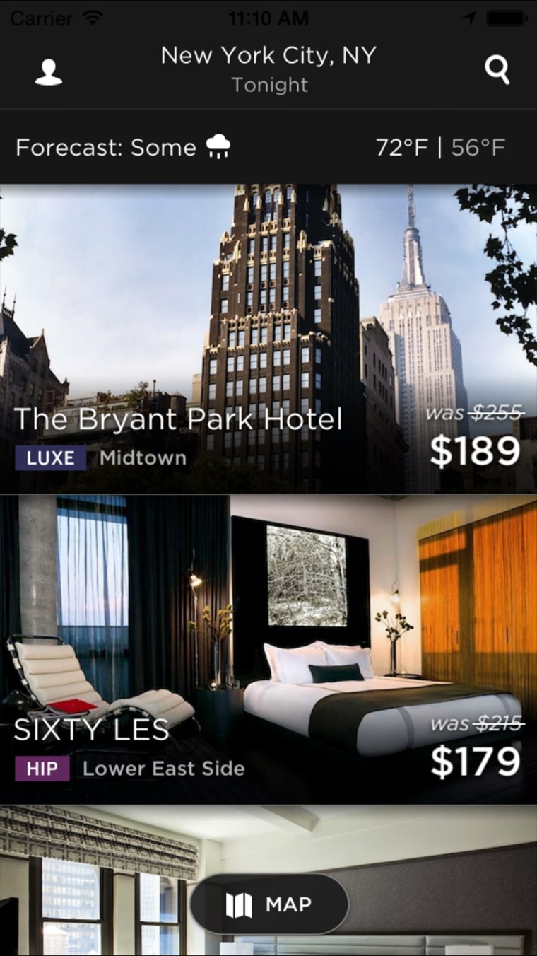 The HotelTonight app.