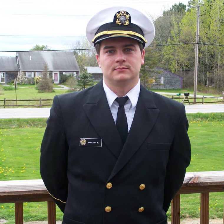 Engineer Mike Holland, aboard the missing ship, is seen in this 2012 family photo taken after he graduated from the Maine Maritime Academy.