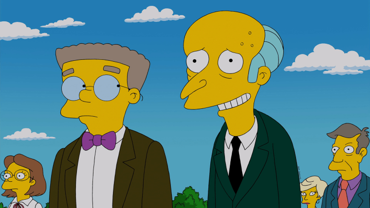 THE SIMPSONS, (from left): Waylon Smithers, Mr. Burns (aka Charles Montgomery Burns), 'Four Regretti