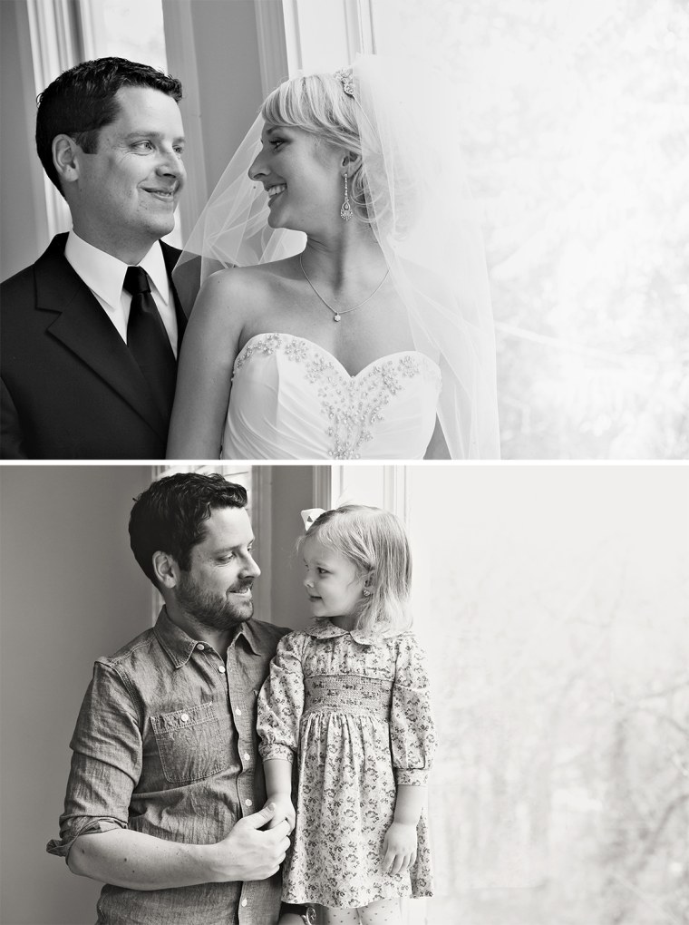 Ben Nunery recreated wedding photos with his daughter Olivia, after his wife died.