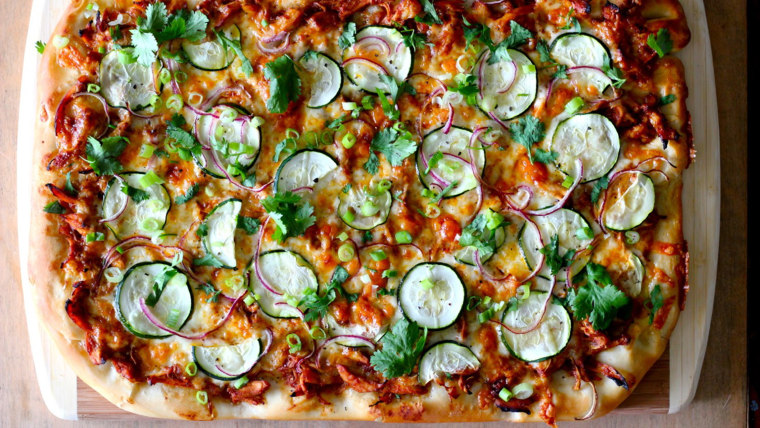 Barbecue Chicken Pizza with Squash &amp; Zucchini recipe