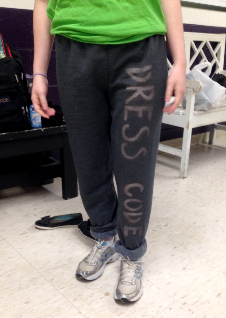 Student protests the  dress code (and these sweatpants!) at her Virginia high school.