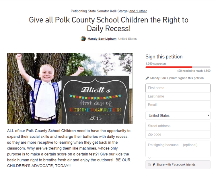 Change.org petition to bring back recess