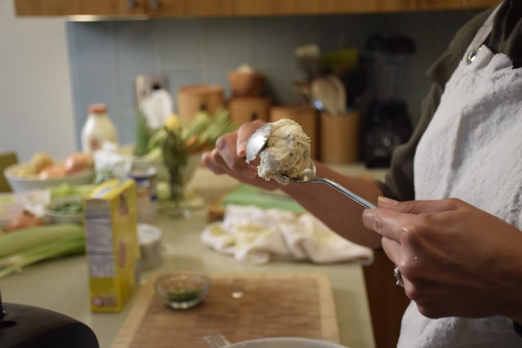 Natalie Morales makes dumplings