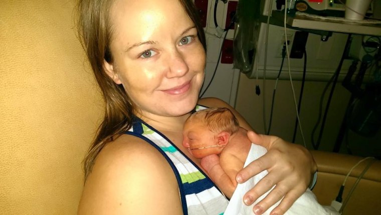 Brittany Buell with Jaxon shortly after his birth.