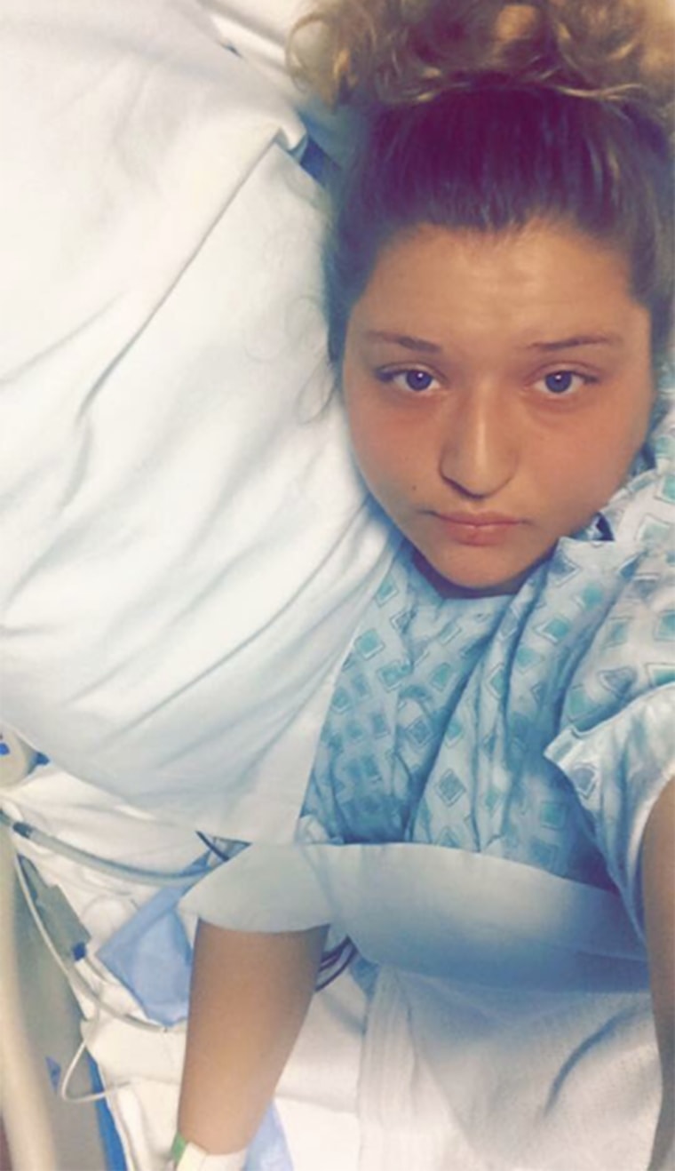 Ana Boylan takes a selfie from her hospital bed on Oct. 2.