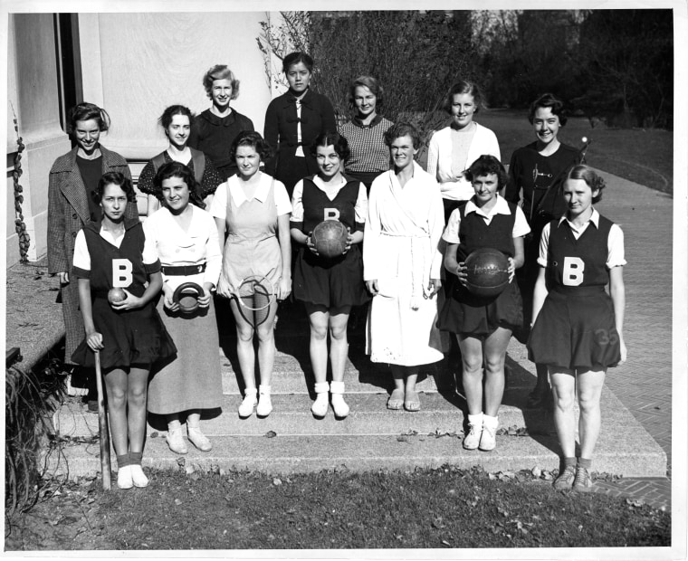 November 1934. Mortarboard 1936, p. 145. Athletic Association Board. Grace Lee Boggs is pictured in the back row, middle.