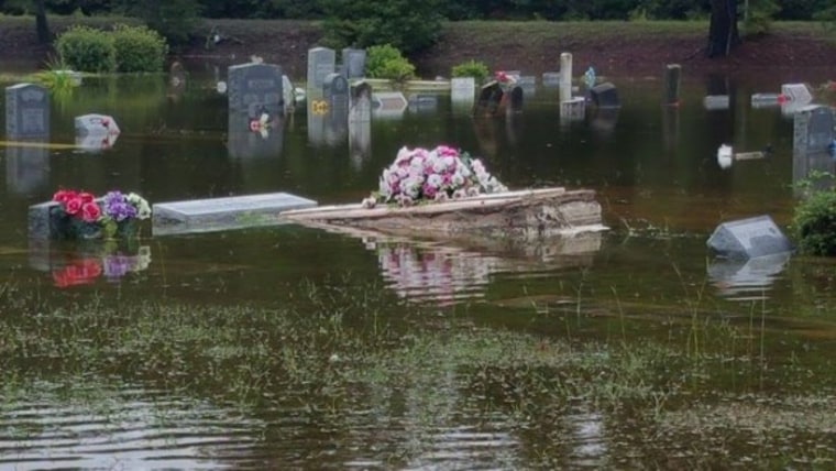 IMAGE: Casket forced from ground by S.C. floods