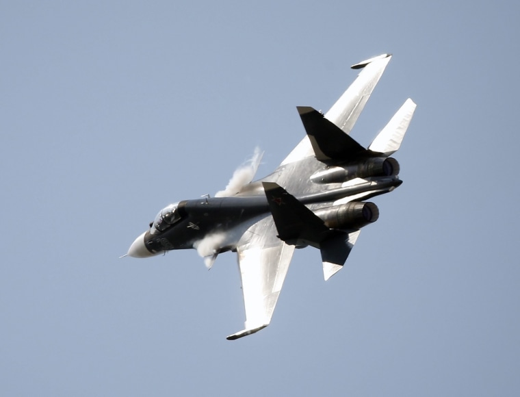 Image: A file photo of a Russian Su-30 military jet.