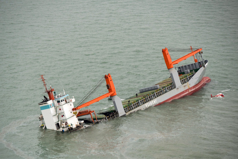 Image: Dutch ship sinks following collision in north Sea