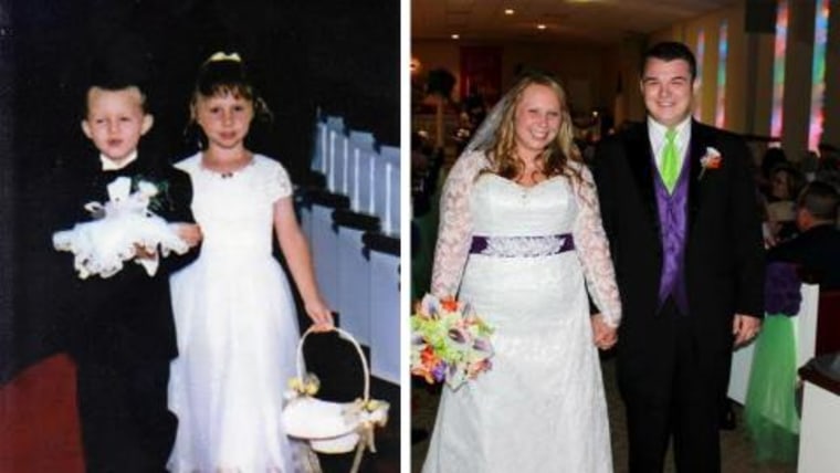 Brooke and Adrian Franklin, flower girl and ring bearer at a wedding 17 years ago, got married in September 2015