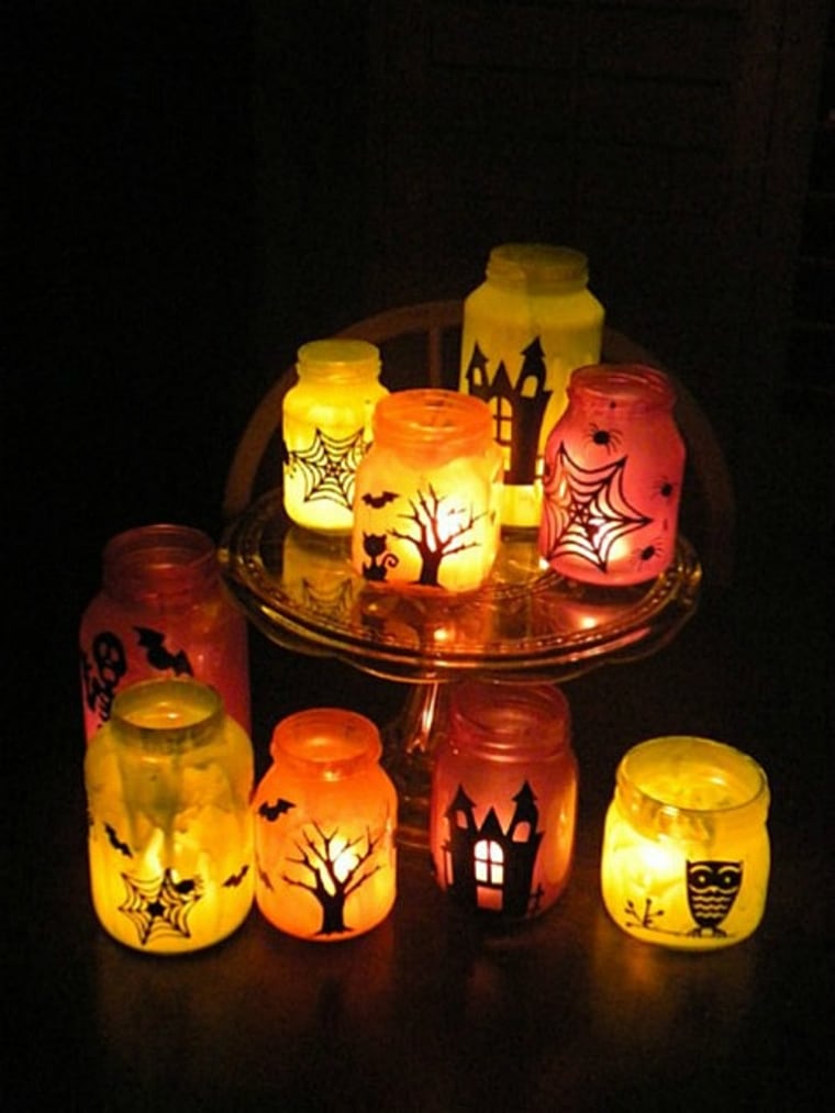 Fall decorating luminary jars