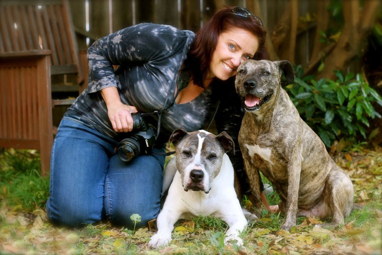 Photographer Lori Fusaro with her dogs Sunny and Gabby