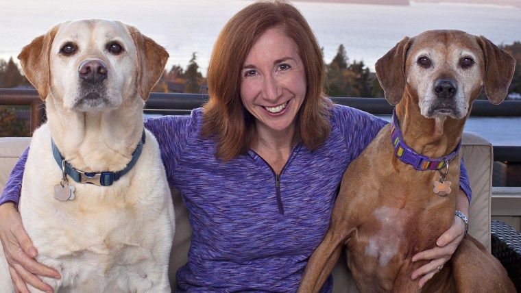 Laura Coffey with her dogs Manny and Frida