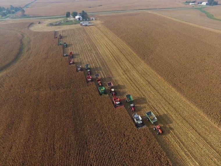 Friends and family of Carl Bates, a farmer with terminal cancer, rallied to bring in the harvest