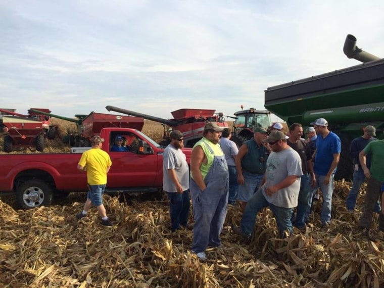 Friends and family of Carl Bates, a farmer with terminal cancer, rallied to bring in the harvest