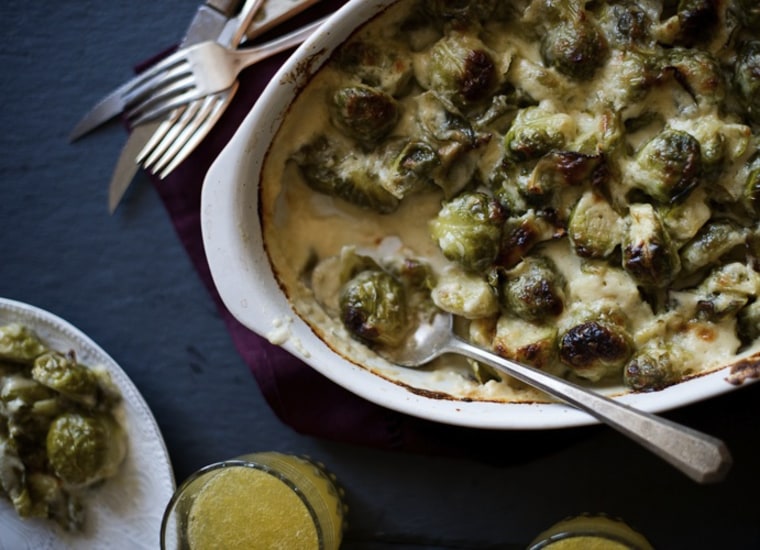 Cheesy Brussels Sprouts Gratin
