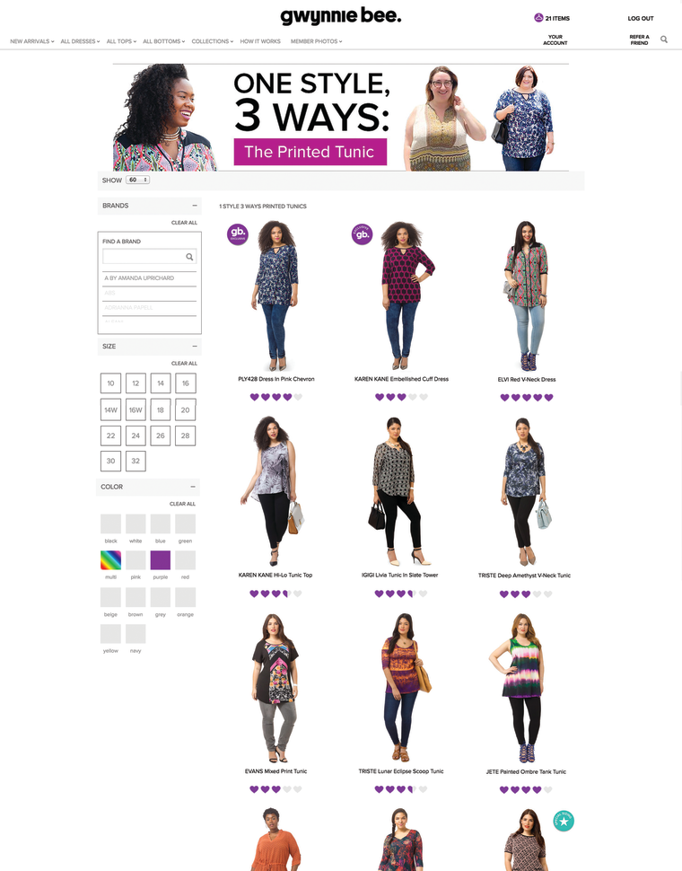 Gwynnie Bee is a plus-size clothing rental site