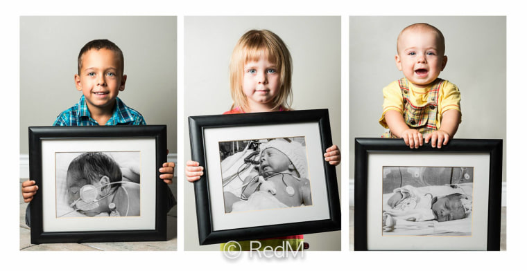 Premature siblings are shown in photographer's portrait as happy and healthy