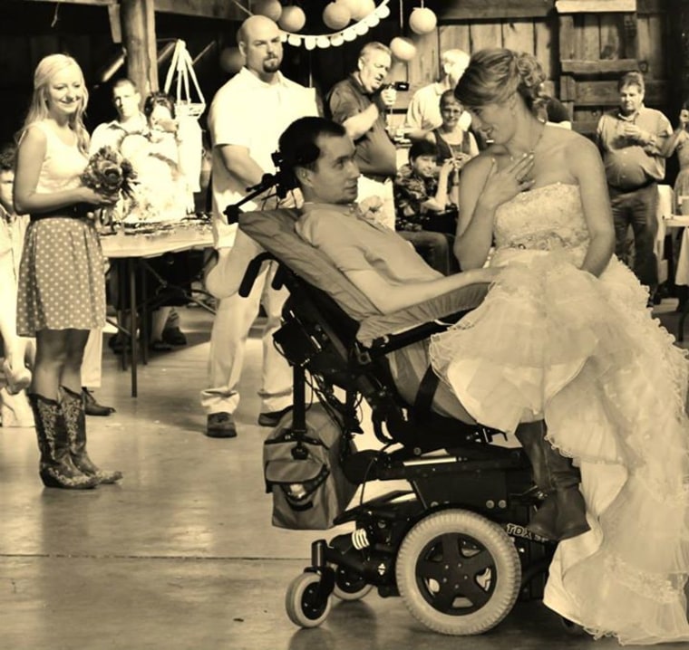 Image: Joel and Lauren Jackson on their wedding day in 2013.