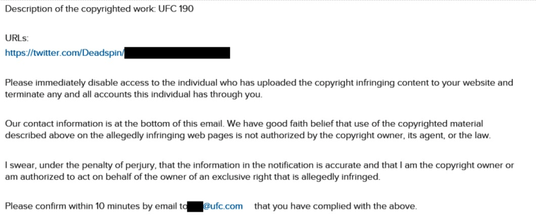 IMAGE: Ultimate Fighting Championship complaint against Deadspin