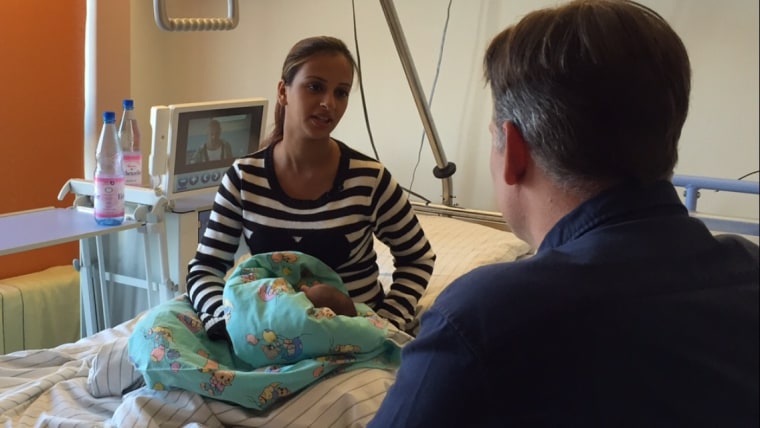 Zeinab Khalaf speaks to NBC News' Richard Engel in a German hospital.
