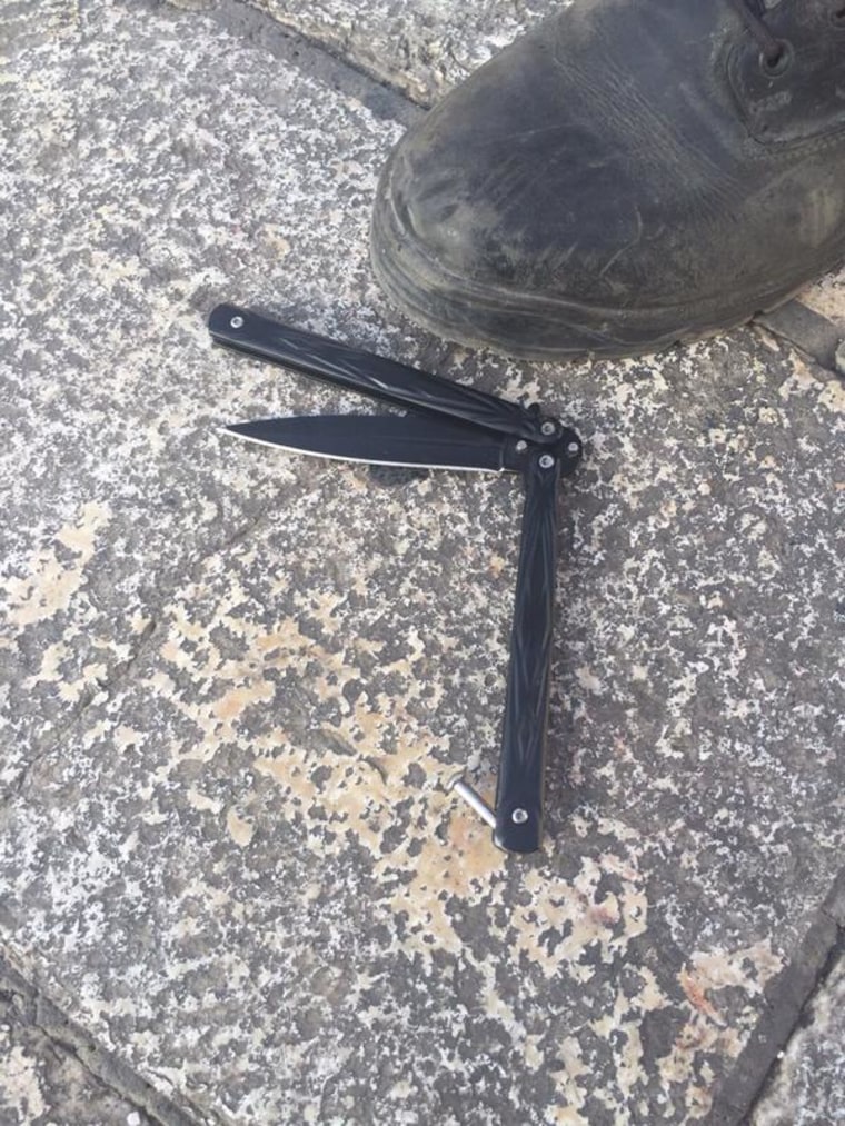 Image: A picture of the man's knife was issued by police spokesman Micky Rosenfeld.