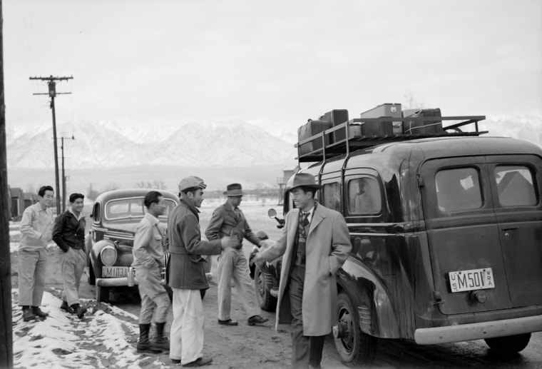 Japanese Americans leaving Manzanar concentration camp (California). 