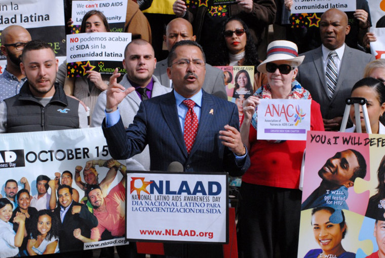 Guillermo Chacon, president of the Latino Commission on AIDS, at a ceremony in New York City marking National Latino AIDS Awareness Day.