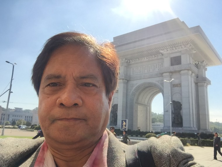 Image: Eric Baculinao at Pyongyang's Arch of Triumph