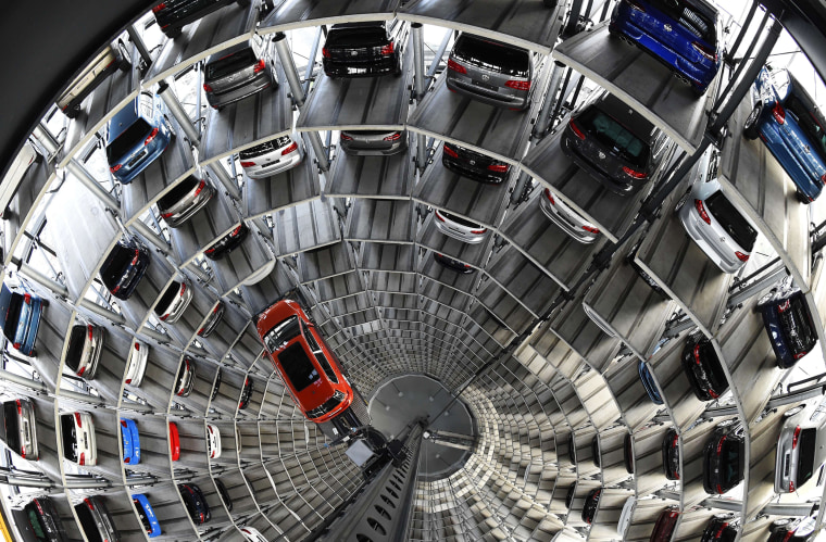 Image:  VW Golf car inside the so-called cat towers of car manufacturer Volkswagen