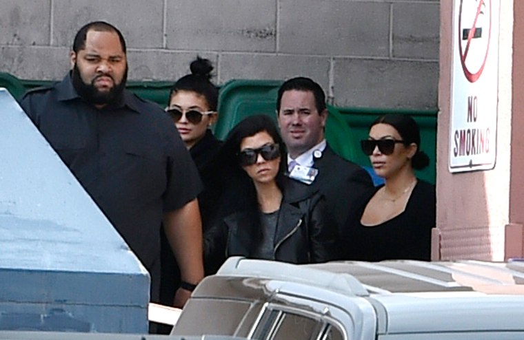 Image: Television personalities Kylie Jenner, Kourtney Kardashian and Kim Kardashian exit the Sunrise Hospital &amp; Medical Center