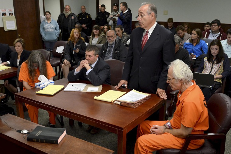 Image: Deborah Leonard and Bruce Leonard sit next to their attorneys in court for a manslaughter charge against them in the death of their 19-year-old son Lucas Leonard, in New Hartford