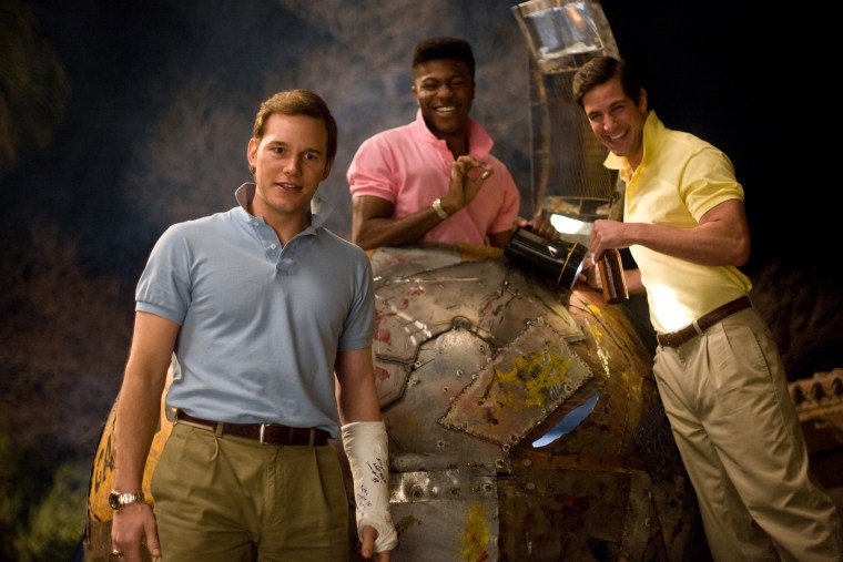 TAKE ME HOME TONIGHT, from left: Chris Pratt, Bruce Nelson, Garret Allen, 2011. ©Relativity Media/co