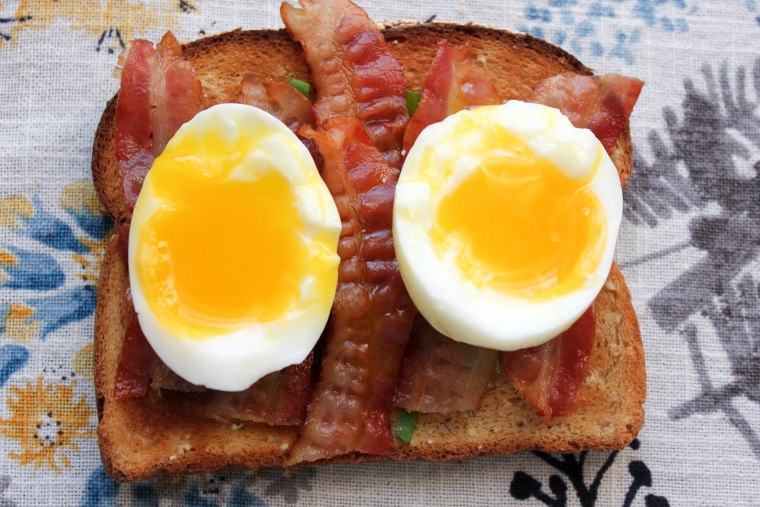 Bacon and Soft-Boiled Egg Toast with Scallions