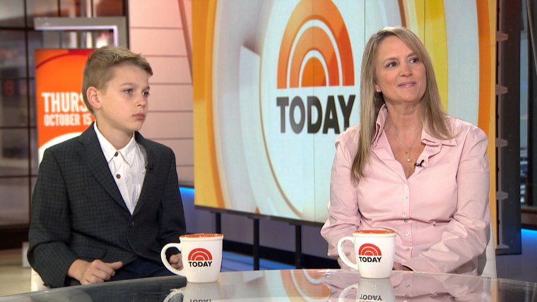 Jennifer Connell, right, with her nephew Sean Tarala on TODAY on Thursday.