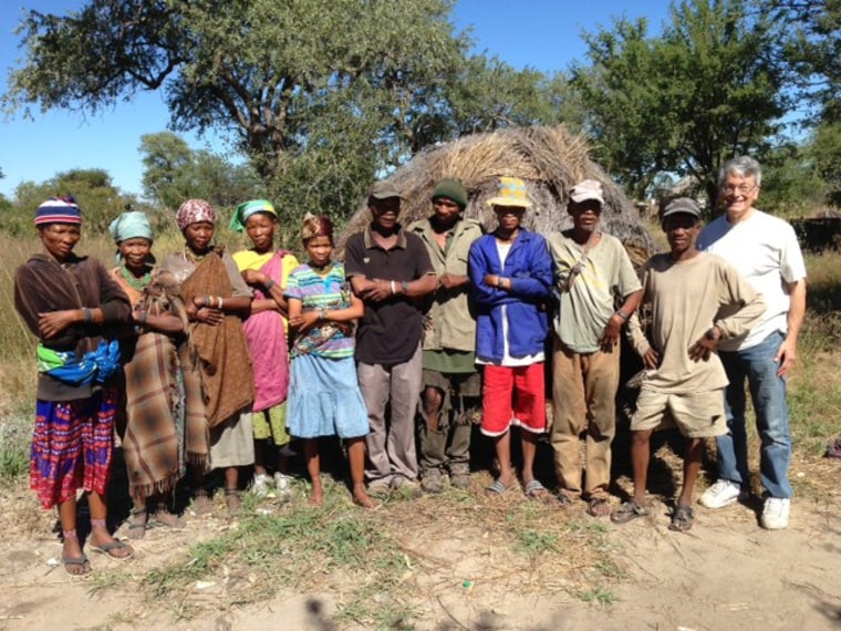 The San of Namibia wearing the watches that tracked their sleep.