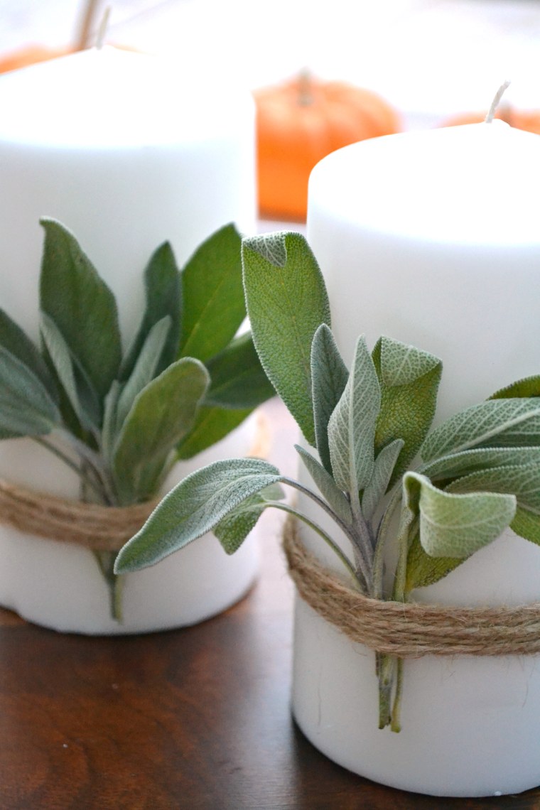 Thanksgiving Sage-Wrapped Candles