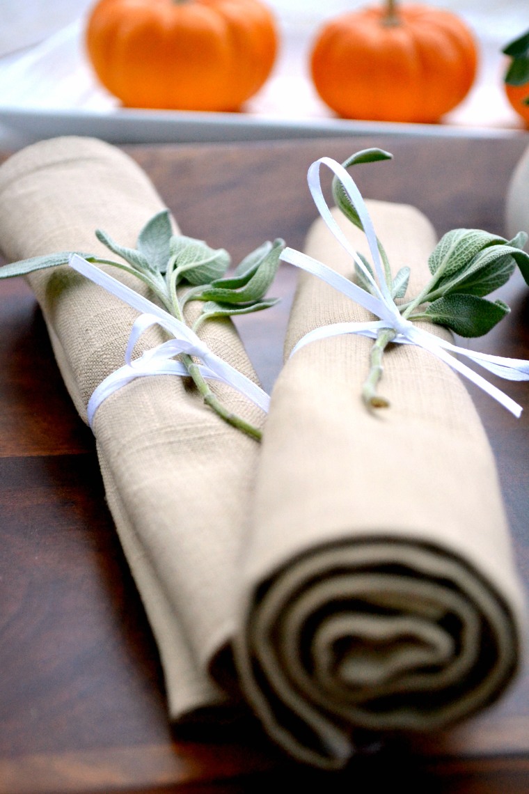 Thanksgiving Sage-Wrapped Napkins