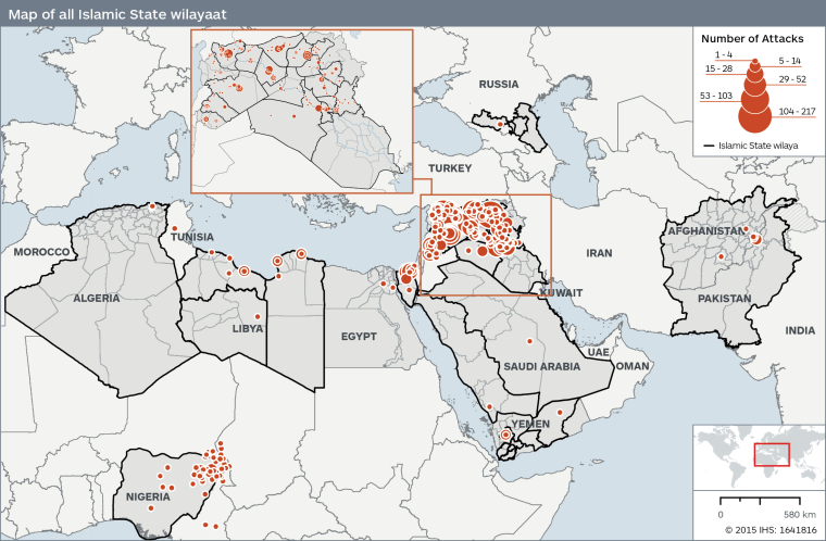 Image: A map of ISIS attacks between July 1 and Sept. 30
