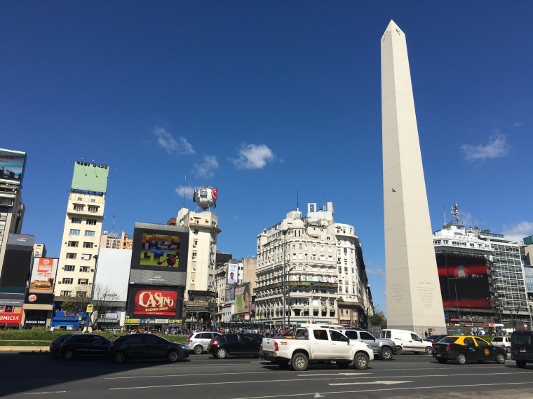 Iconic Obelisk along Buenos Aires' Avenida 9 de Julio.