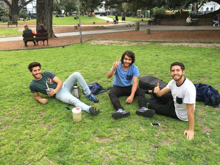 Group of Young Argentines sipping mate.