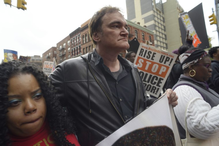 Image: Director Quentin Tarantino at a police rally in NYC.