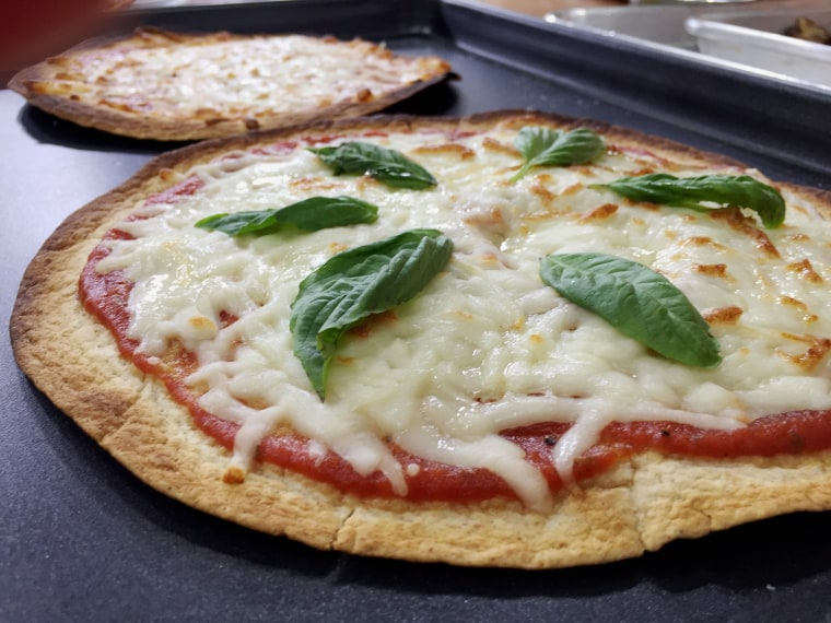 Margherita pizza on a tortilla