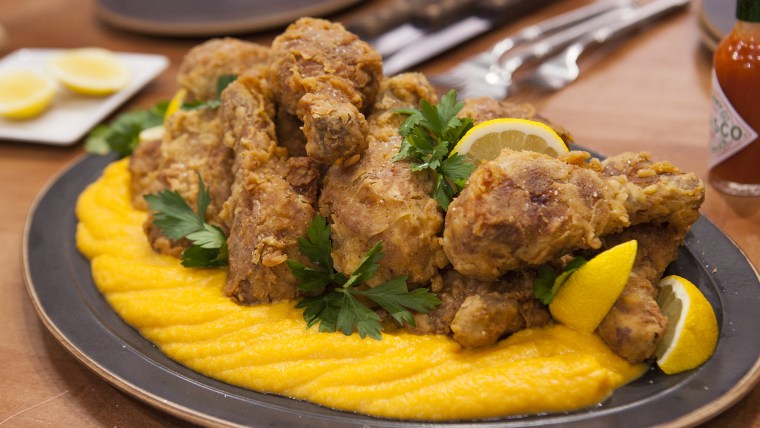 Ryan Scott shares his grandma’s recipe for sweet tea-brined fried chicken with butternut squash puree.